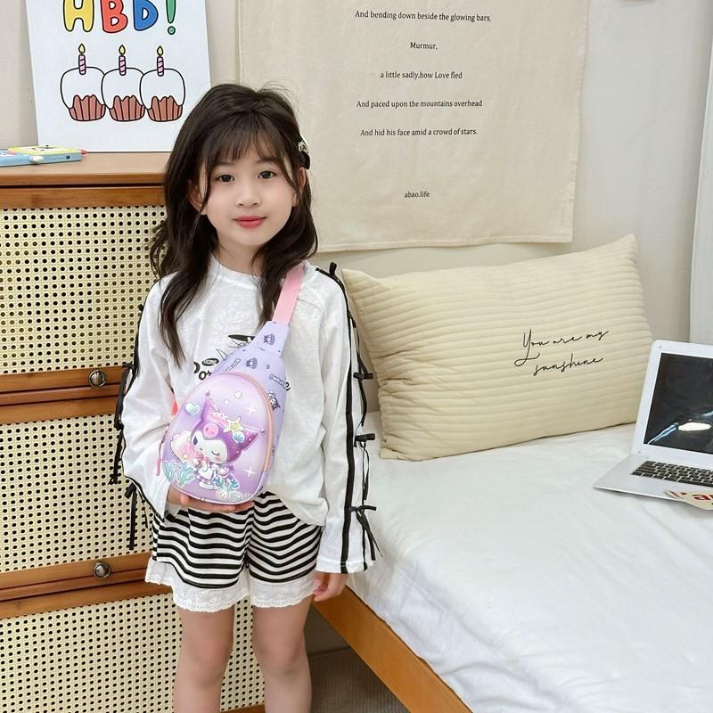 Kuromi Kids Cartoon Chest Bag With Polyester Material For Daily School Use