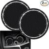 2pcs Cute Bling Car Cup Holder Coaster Mat with Rhinestone for Women Girl Universal Anti Slip Automotive Interior Amagi
