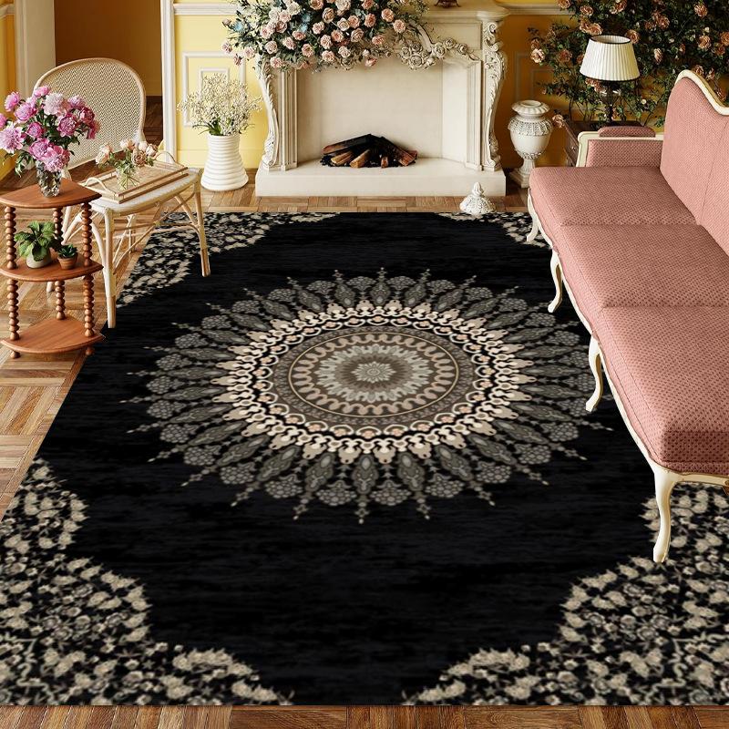 European Style Home Decor Carpet Modern Luxury Living Room Non-slip Rug Geometric Print Mat for Studies Bedrooms Balconies Etc.