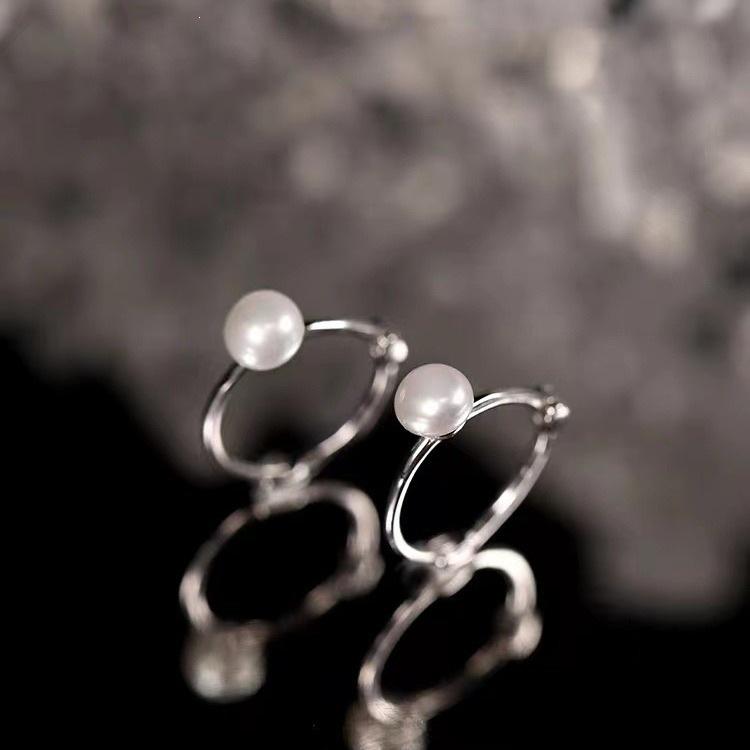 925 Sterling Silver Freshwater Pearl Hoop Stud Earrings - Elegant, Simple Ear Jewelry Accessories