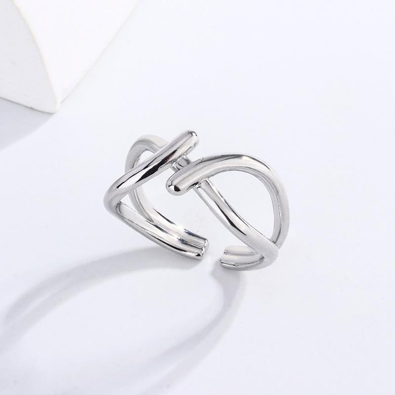 Japan and South Korea's New Fresh Cross-wrapped Ring Sweet Ins Style Niche Design Cross 8-character Ring