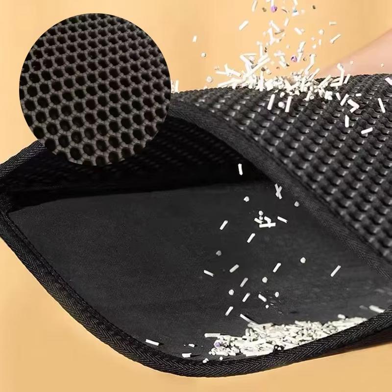 Double Layer Non-Slip Cat Litter Mat, Waterproof & Wear Resistant Pet Cleaning Pad