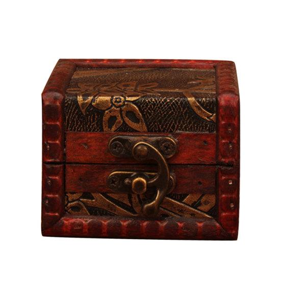 

Винтажная маленькая деревянная коробка с цветочным узором для монет, держатель для ювелирных изделий, браслета, чехол