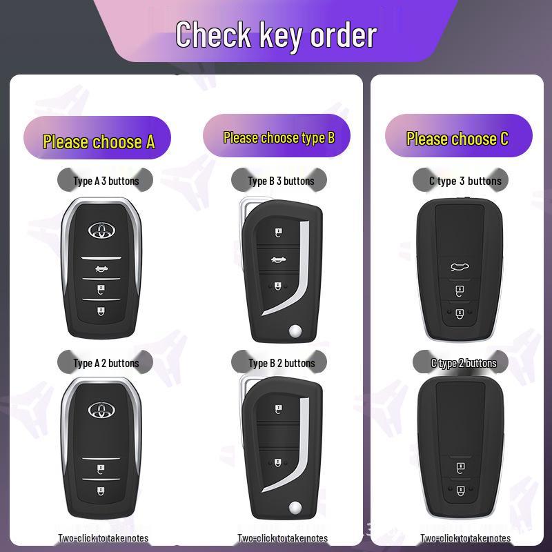 

Складной чехол для ключа Toyota для Corolla, Camry, Levin, Highlander, RAV4, Reiz - Женская сумка-ракушка с пряжкой Black + Crystal Circle