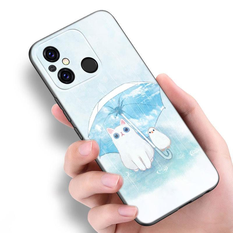 Cute Kawaii Cat Black Case For Xiaomi Redmi 11 Prime 11A 12C 13C A1 A2 Plus A3 12 4G 10 13R 5G 9A 10A 9C 10C 9i 12R Note 9T