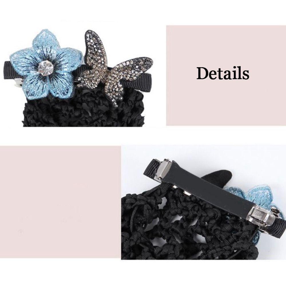 Mesh Rhinestone Women Spring Clips Korean Bun Snood Hairgrips Cover Net Professional Headdress
