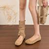 Flat-bottomed Khaki Retro Women's Boots, New Spring and Autumn with Skirts, Sandals, Thin Trousers, Boots, Medium Boots, Women