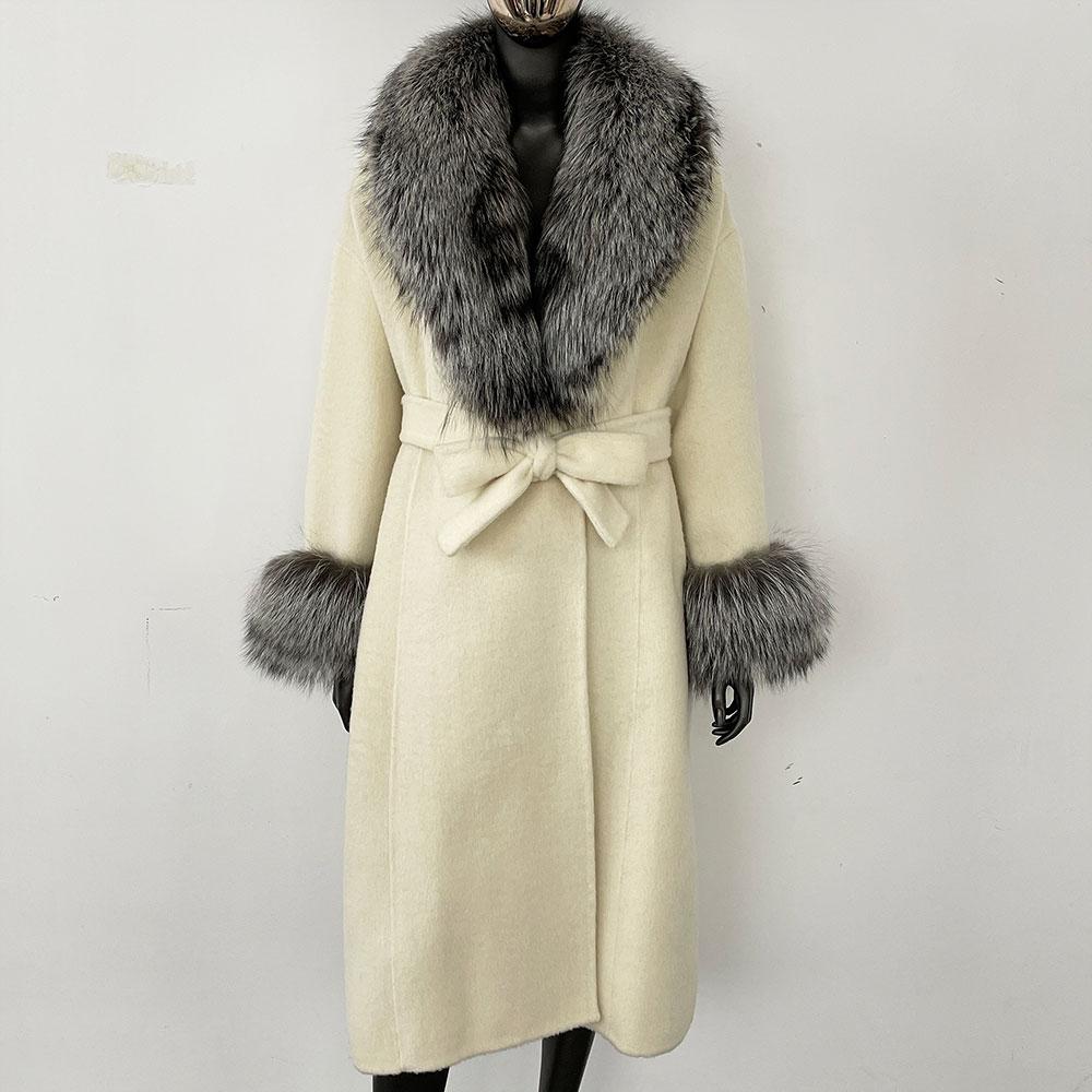 OFTBUY Wool Coat Women 2024 Autumn Winter Real Fox Fur Jacket Female Long Warm Natural Fox Fur Collar Fur Cuffs Coat Woolen Coat