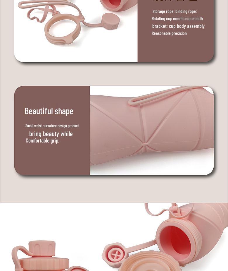 Silicone Folding Water Cup - Portable Diamond Design, Large Capacity Sports Cycling Bottle