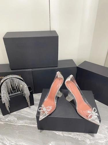 

Fashion 2025 Sunflower Rhinestone High Heels Pointed Toe PVC Transparent Butterfly Rhinestone Sandals Baotou Women s Shoes 34