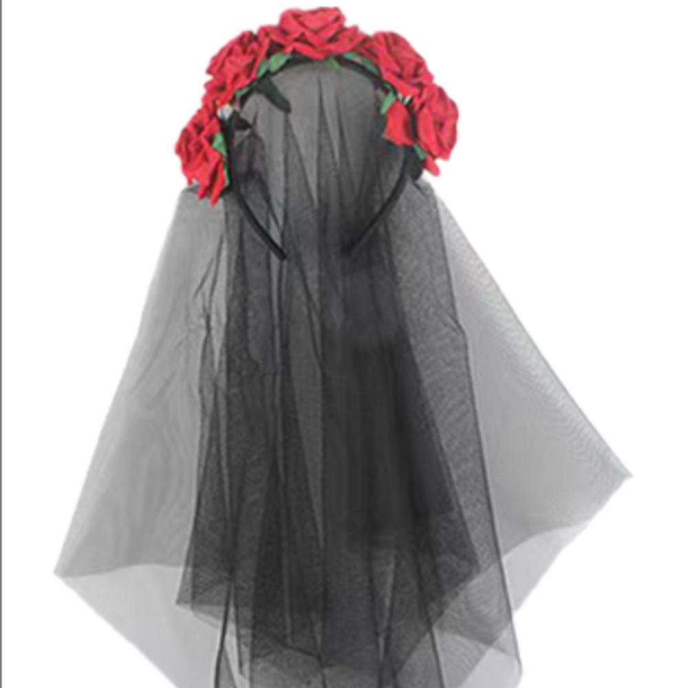 PESENAR Women Day of the Dead Costume Halloween Tie on Bustle Dia De Los Muertos Skeleton Catsuit Skull Veil Mask