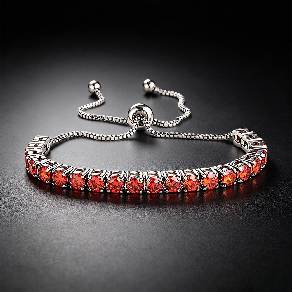 Elegant 4mm Zircon Women's Adjustable Stainless Steel Bracelet
