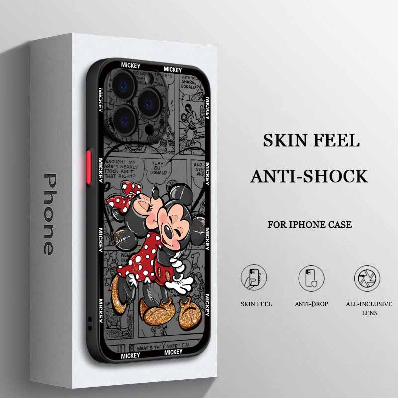 

Mickey Minnie Love New For 17 17Air 16E 16 15 14 13 12 11 mini Pro Max Plus Frosted Translucent Phone Case Cover iPhone 11