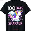100th Day Of School Unicorn 100 Days Smarter Kindergarten T Shirt Vintage Top For Everyday Wear Unisex Soft