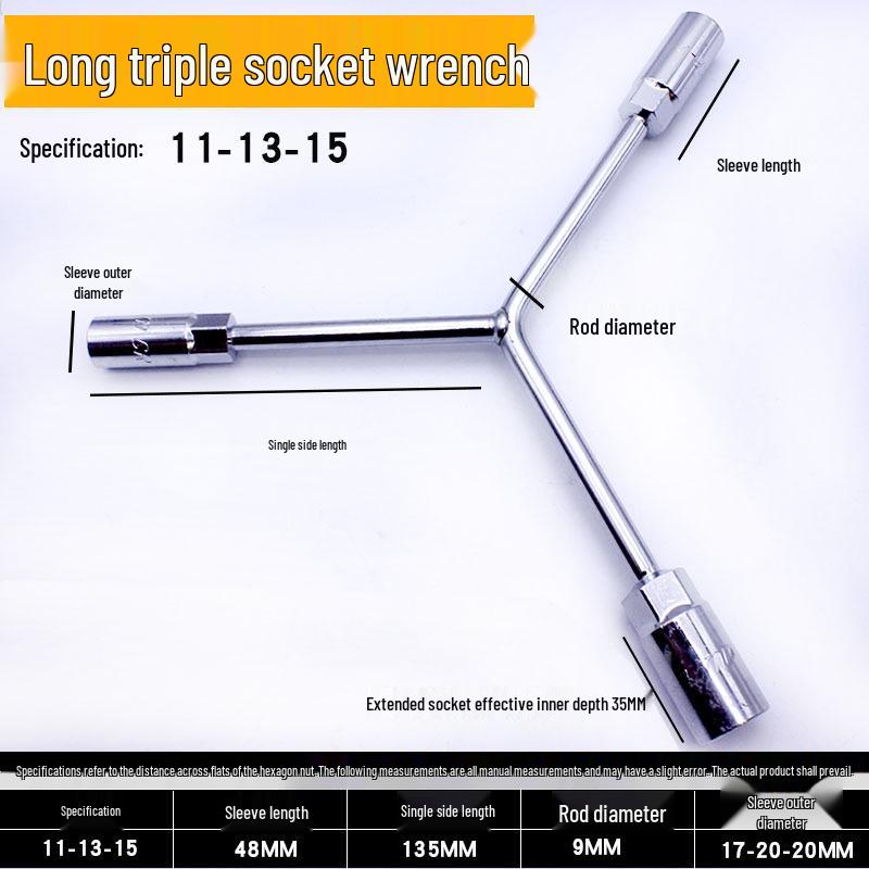 Triple Hex Socket Wrench Set for Car, Motorcycle, and EV Battery Repair