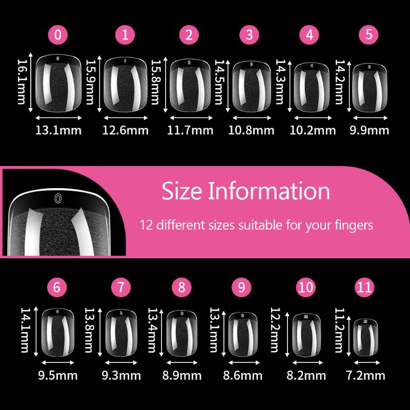 120/240Pcs Semi-matte Short Square False Nail Tips NO Polishing Soft Gel Fingertip Full Cover Artificial Fake Nails Extension