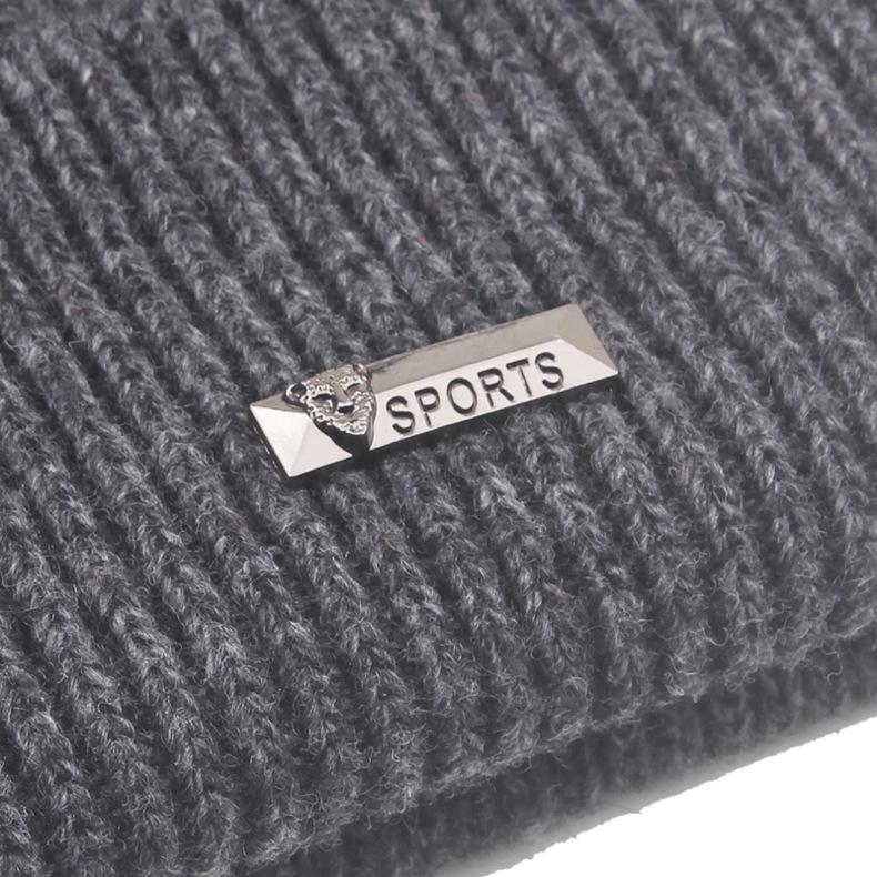 Wollmütze Herren Winter Skullies Beanies Britische Strickmütze Einfarbige Wollmütze Doppelschichtige Samtmütze