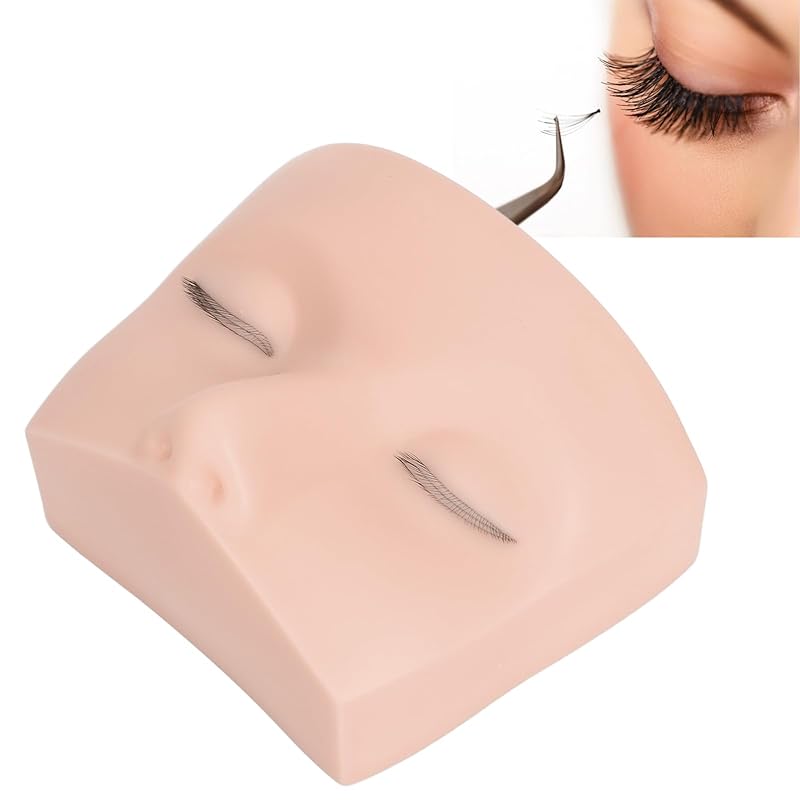 Lash Mannequin Head, 3 Layer Lashes Eyelash Mannequin Head for Make Up Eye Lashes Eyelash Extensions, Soft Touch Makeup Practice Face (White Skin)