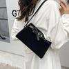 Yogodlns Retro Suede One Shoulder Bags for Women Early Autumn Square Frosted Solid Zipper Crossbody Bag Versatile Commute Handbags