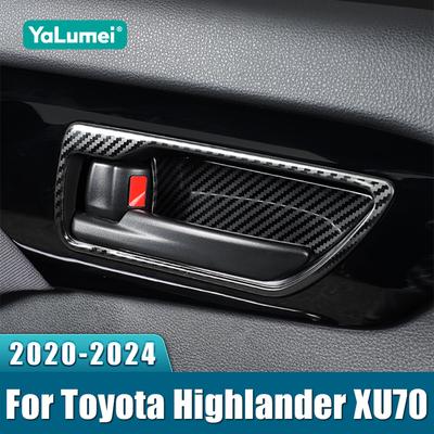 Pour Toyota Highlander XU70 2024 Hybride Acier Inoxydable Cadre de Poignée de Porte Intérieure de Voiture Cache-Cuvette de Porte Autocollants de Garniture