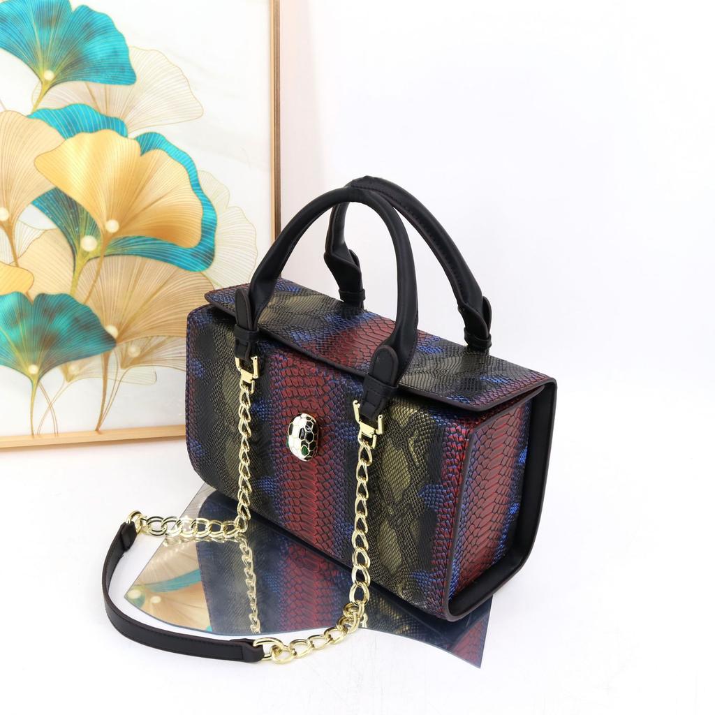 Women'S Bag High Texture Color Hand-Painted Snake Pattern Handbag Womenhandbag Storage