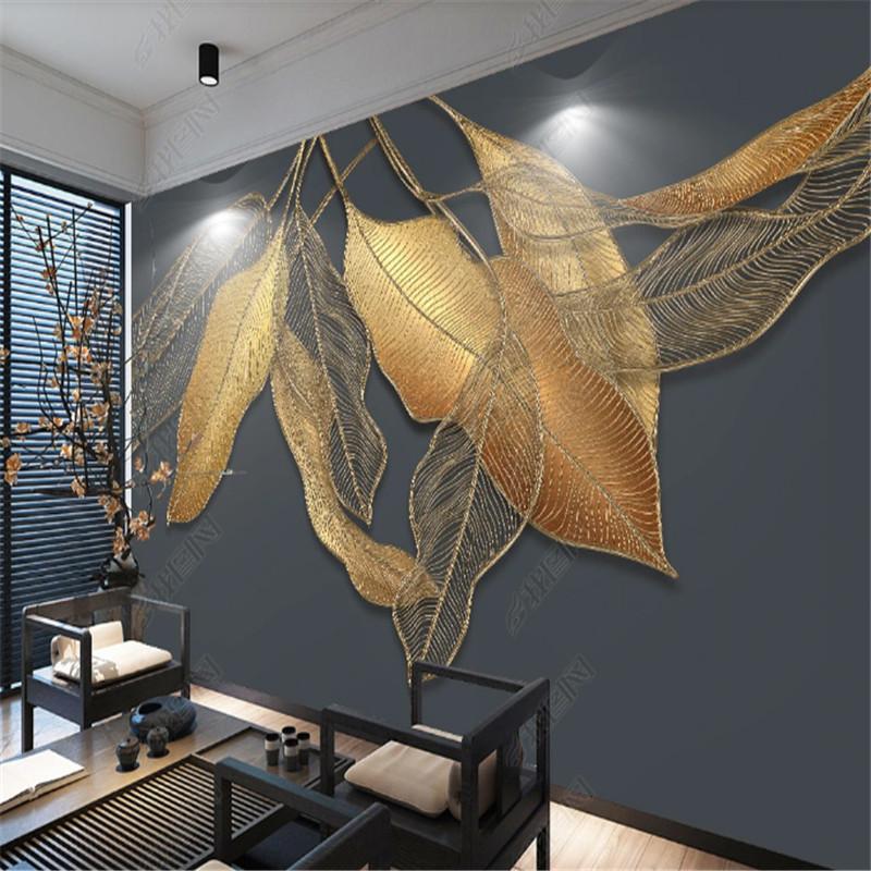 Modern Abstract Plant Flowers Big Leaves Wallpaper for Living Room TV Background Wall Papers Home Decor Mural