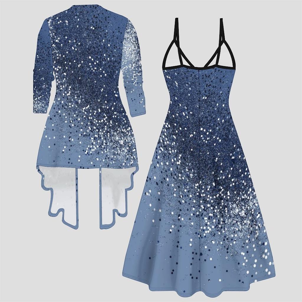 3D Geprint Set Jurkjas, Tweekleurige Combinatie met Eenvoudig Ontwerp Modeprint, geschikt voor Diverse Scènes Mode Stijlen