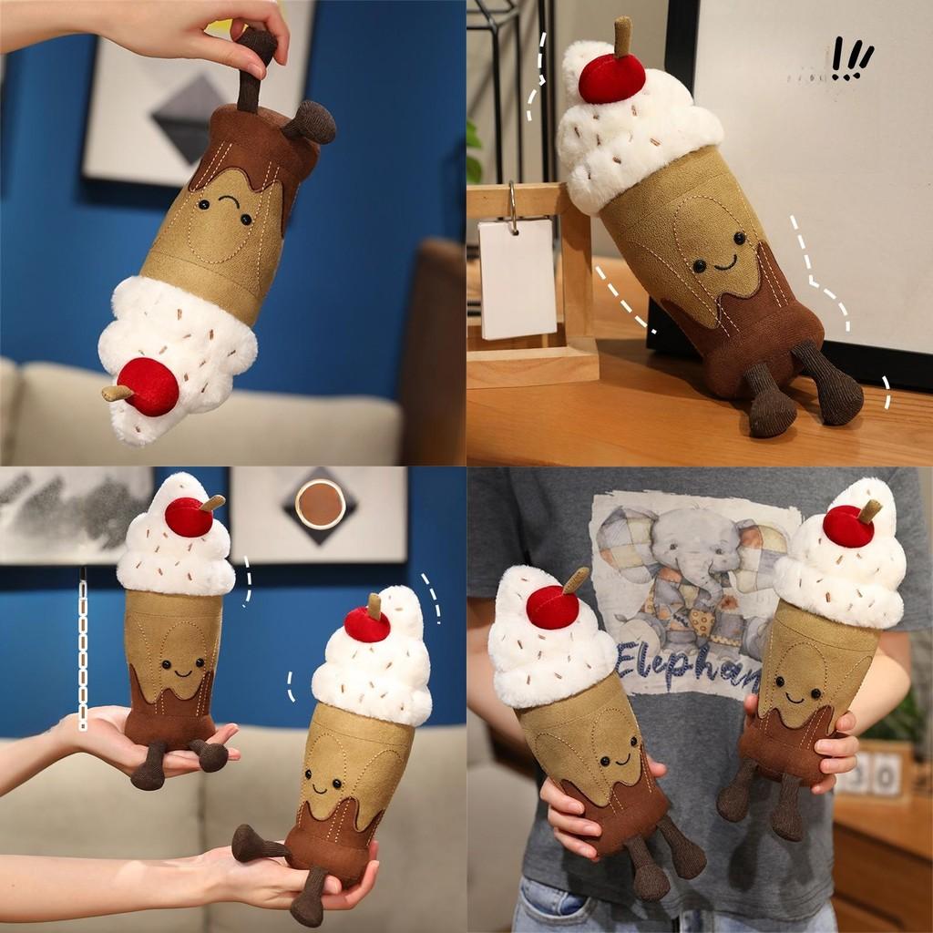 Smile Cute Cherry Cream Milk Tea Cup Plush Doll Pillow For Room Decoration