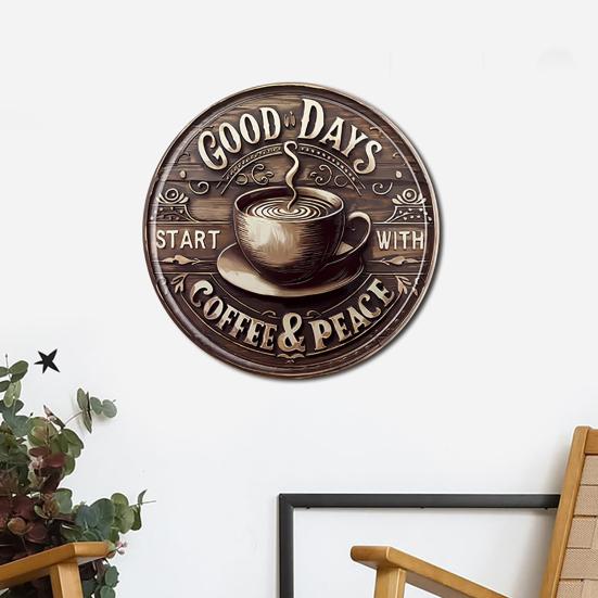Round Wall Art Sign Retro Style Metal Welcome Sign Rustic Wall Sign for Front Door Bedroom Bathroom Bar Decoration