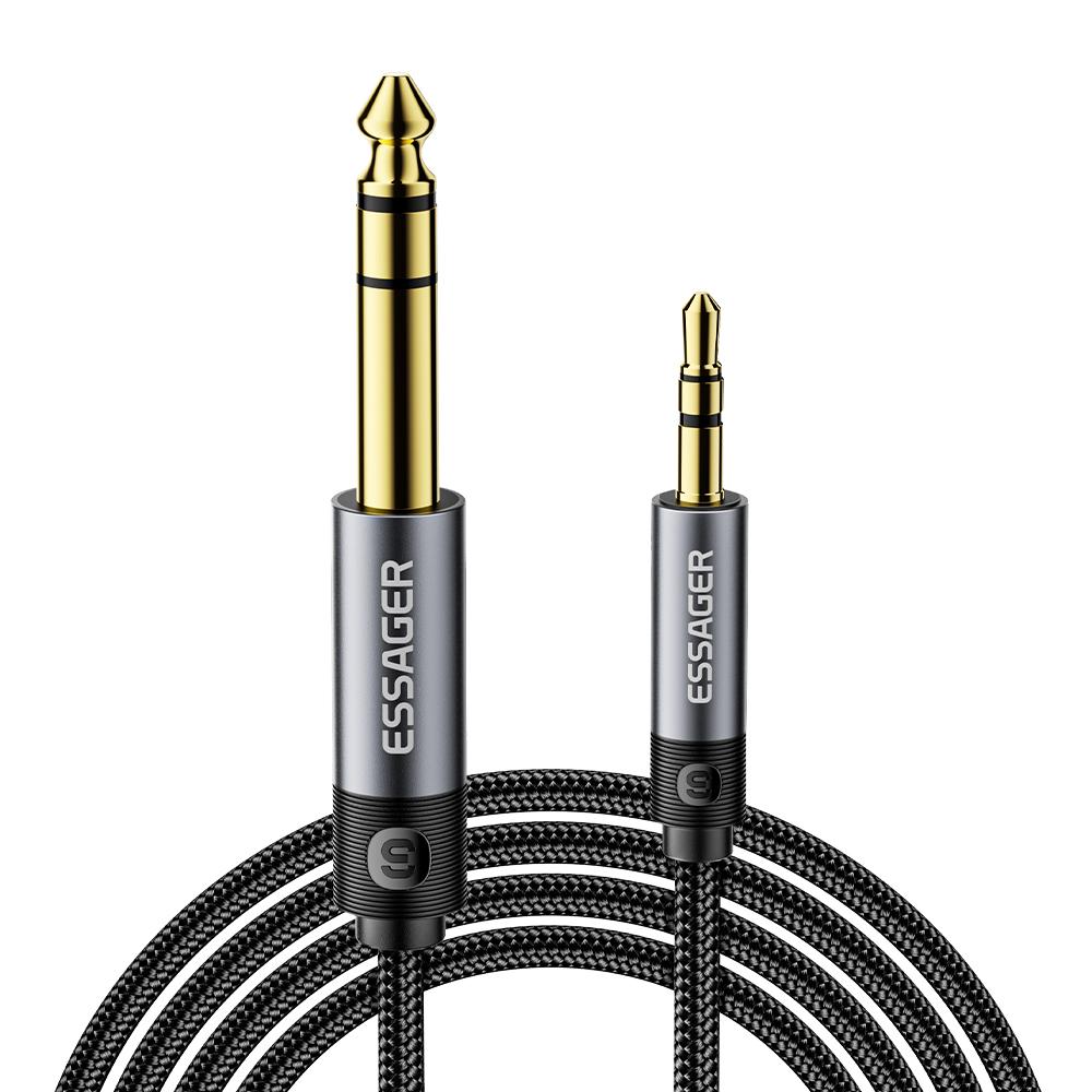 

ESSAGER 5m HD Sound Braided Cord 3.5mm Male to 6.5mm Male Audio Adapter Cable with Gold Plated Connector