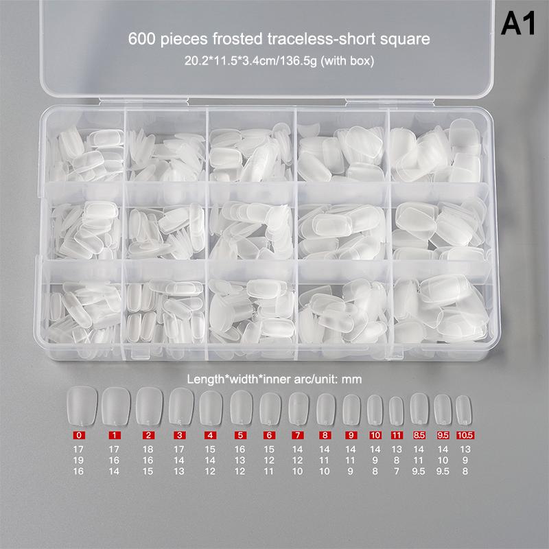 

600 шт. в коробке акриловые ногти накладные матовые разные стили наращивание ногтей пресс кончик ногтя мягкие аксессуары инструменты