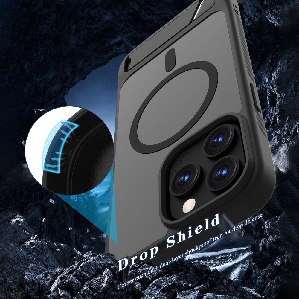 LEREACH Le-Chic Series For iPhone 15 Pro Max Case Compatible with MagSafe Kickstand TPU+PC Phone Cover