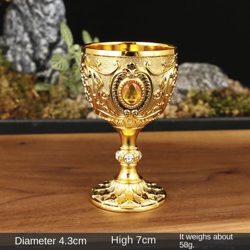 Europäischer Stil Hochwertiges Metall Kleines Weinglas, Ein Schluck 30ml Weißweinglas, Kreatives Haushalt Retro Glas Weißweinglas Metall Kleines Weinglas