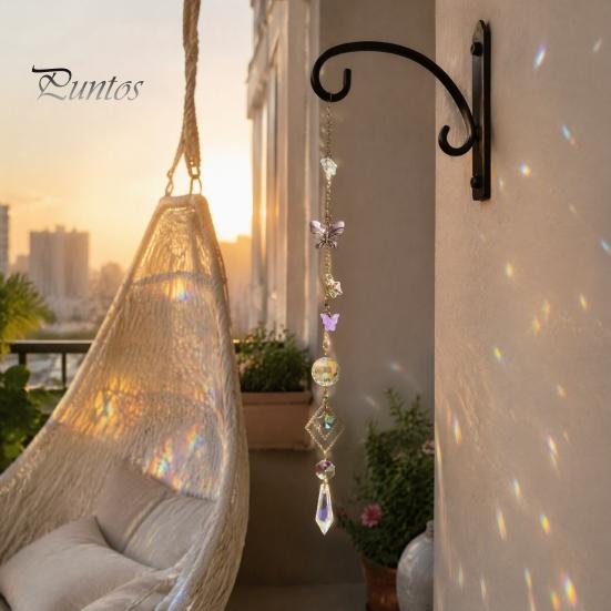 Artistic Garden Hanging Decor Butterfly Crystal Suncatcher Wind Chime, Rainbow Maker Prism Ornament, Pendant for Balcony Indoor Outdoor Home, Balcony,