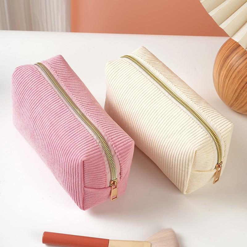 Korean Style Corduroy Pencil Case for Women, Large Capacity, High-Value Appearance, Versatile for Stationery or Makeup Brushes