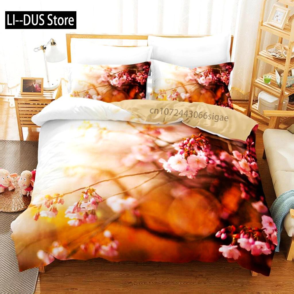 

Comforter 3D Peach Blossom Blooming Flower Pattern Bedding Set Microfiber Spring Floral Theme Soft 2/3Pcs Comforter Comforter (quilt)-EU Single(135*200cm)3pcs