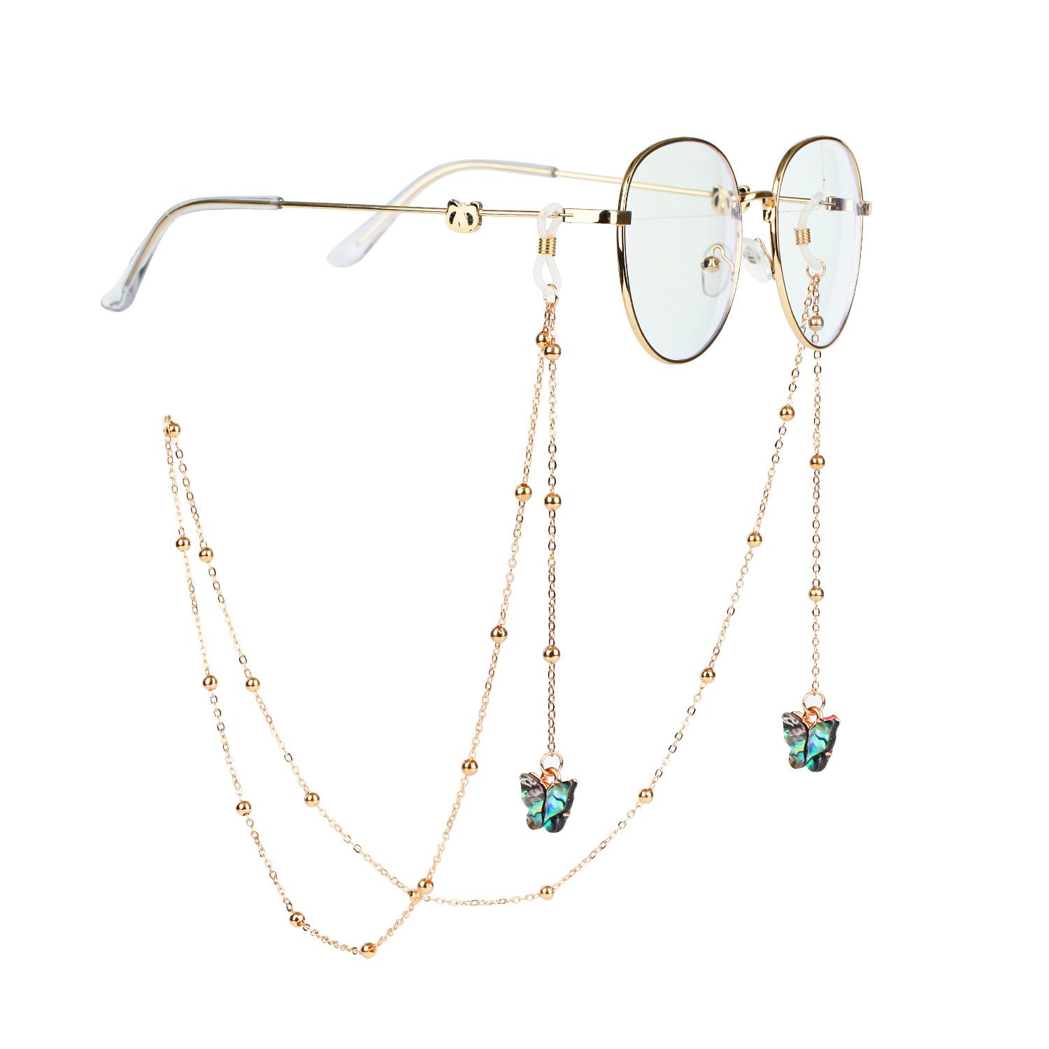 

Модные золотые цепочки для очков с красочной подвеской в ​​виде бабочки в виде животных для женщин и девочек, очки с цепочкой из бисера, ювелирные изделия для солнцезащитных очков