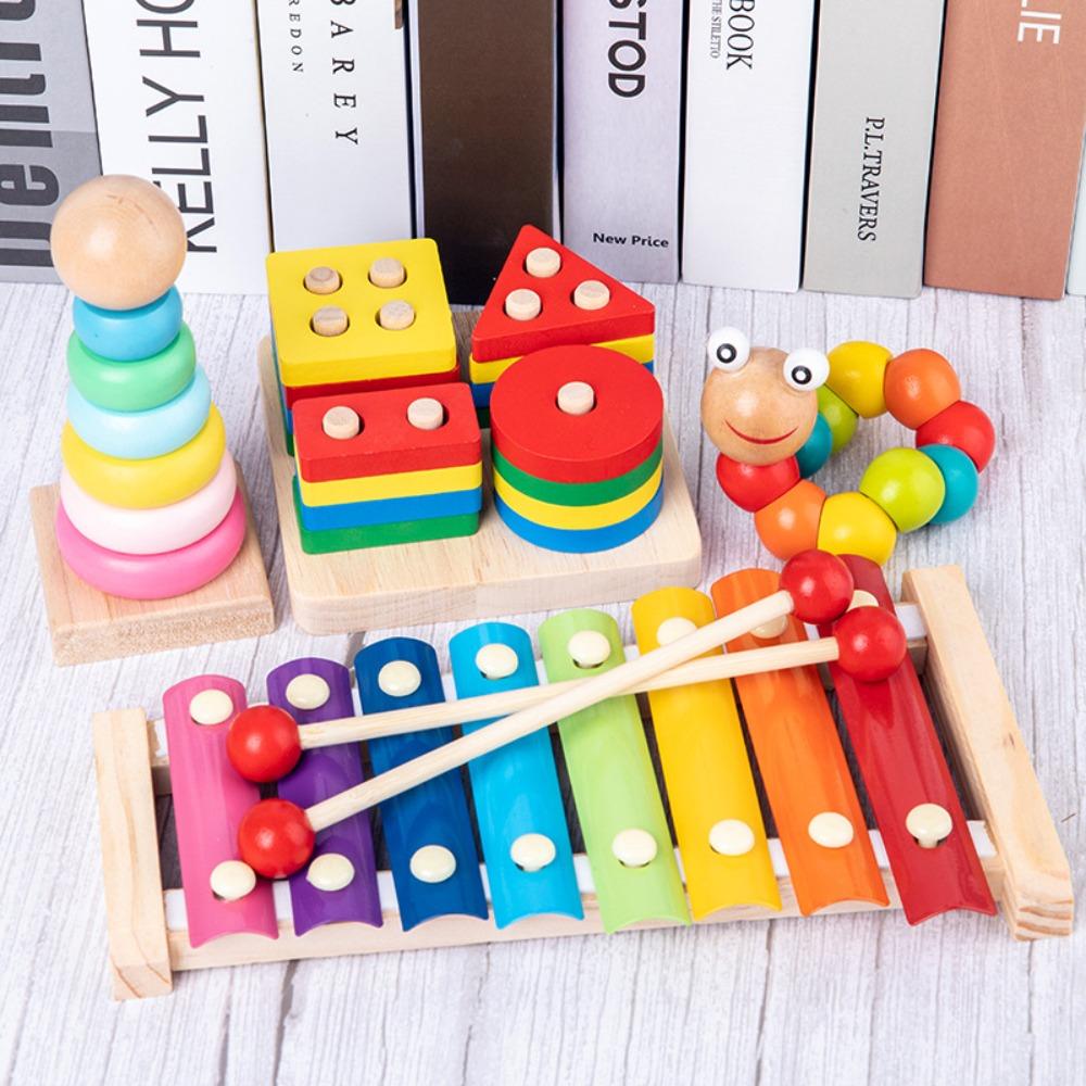 

Models Colorful Wooden Blocks Graphic Cognition Intelligence Educational Toys Baby Music Rattles Wiggle worm