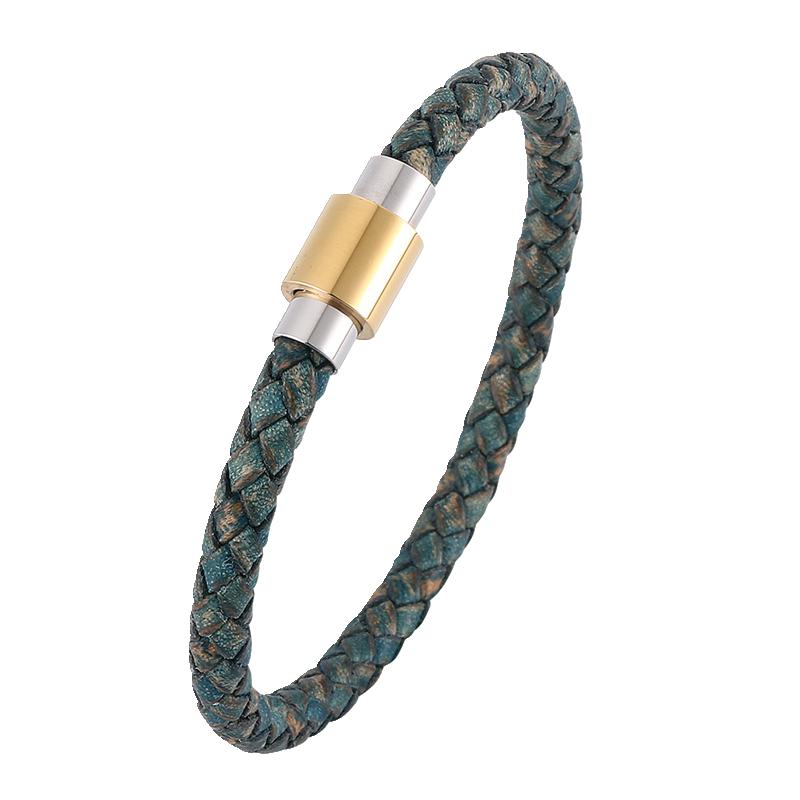 Vintage Men Women Leather Bracelet Charm Stainless Steel Buckle Bracelets Bangles Women Jewelry Gift