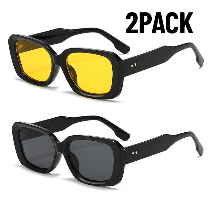 New 2PACK Small Sunglasses Women Men Trendy Vintage Brand Designer Hip Hop Square Sun Glasses Female Outdoors Eyewear UV400