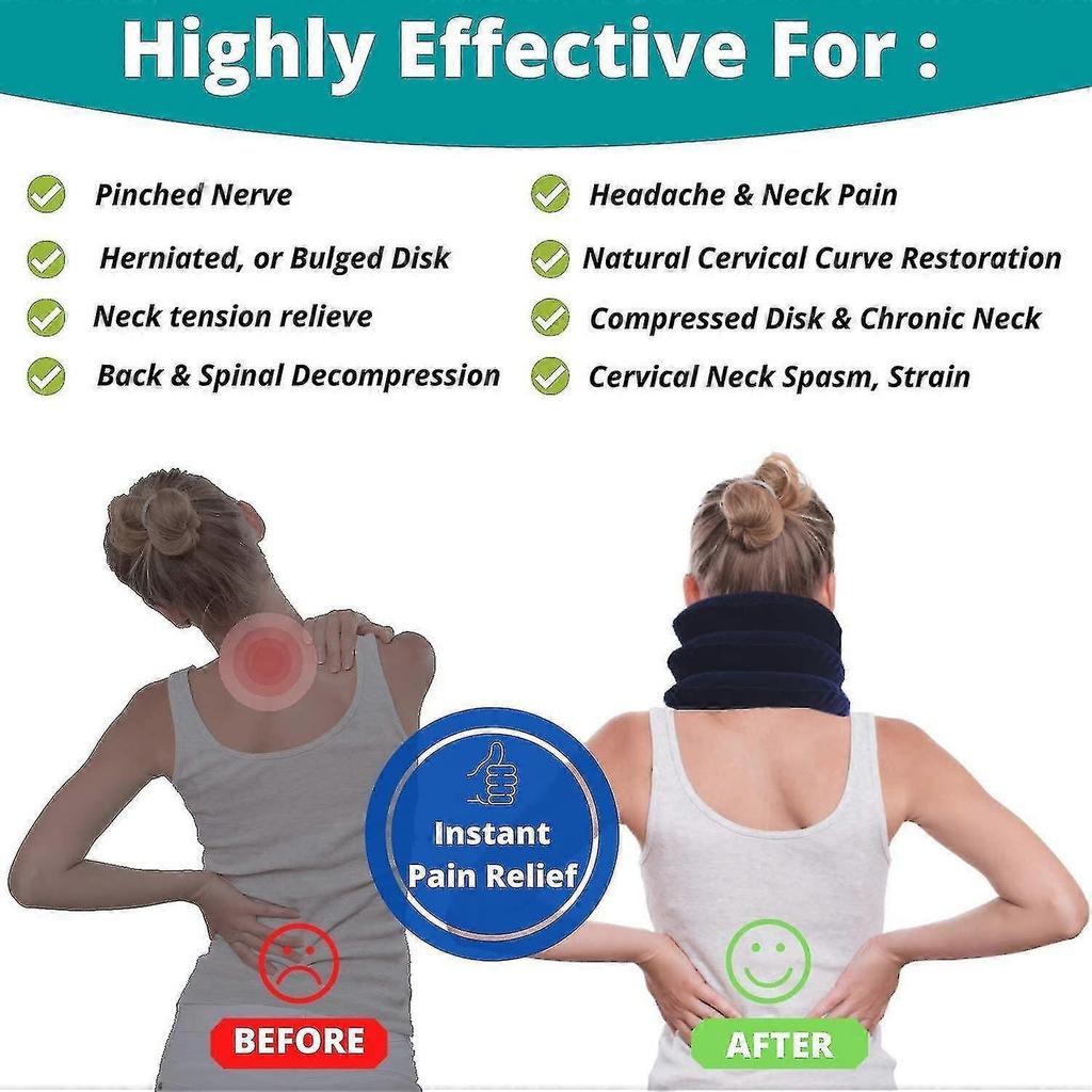 Medized Cervical Neck Stretcher Traction Device, Neck Support Brace, Inflatable & Adjustable Neck Support Pillow Is Ideal For Spine Alignment & Chroni