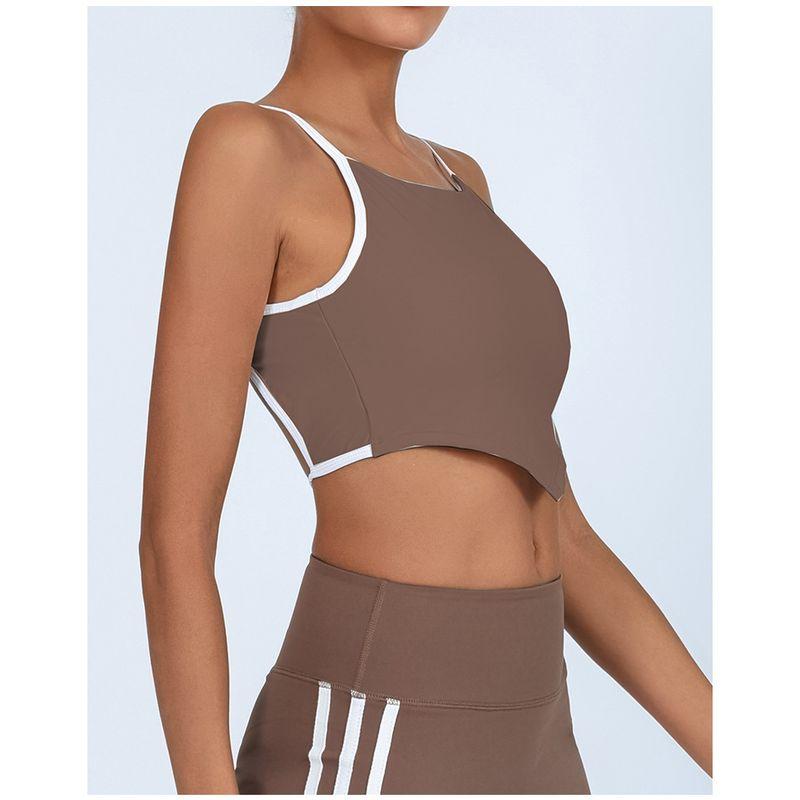 

Trade Amoi Cross-Border Yoga Vest Women Containing Chest Pad High Elastic Quick-Drying Contrast Color Beauty Back Sports Fitness Quick-Drying Bra Khakis L