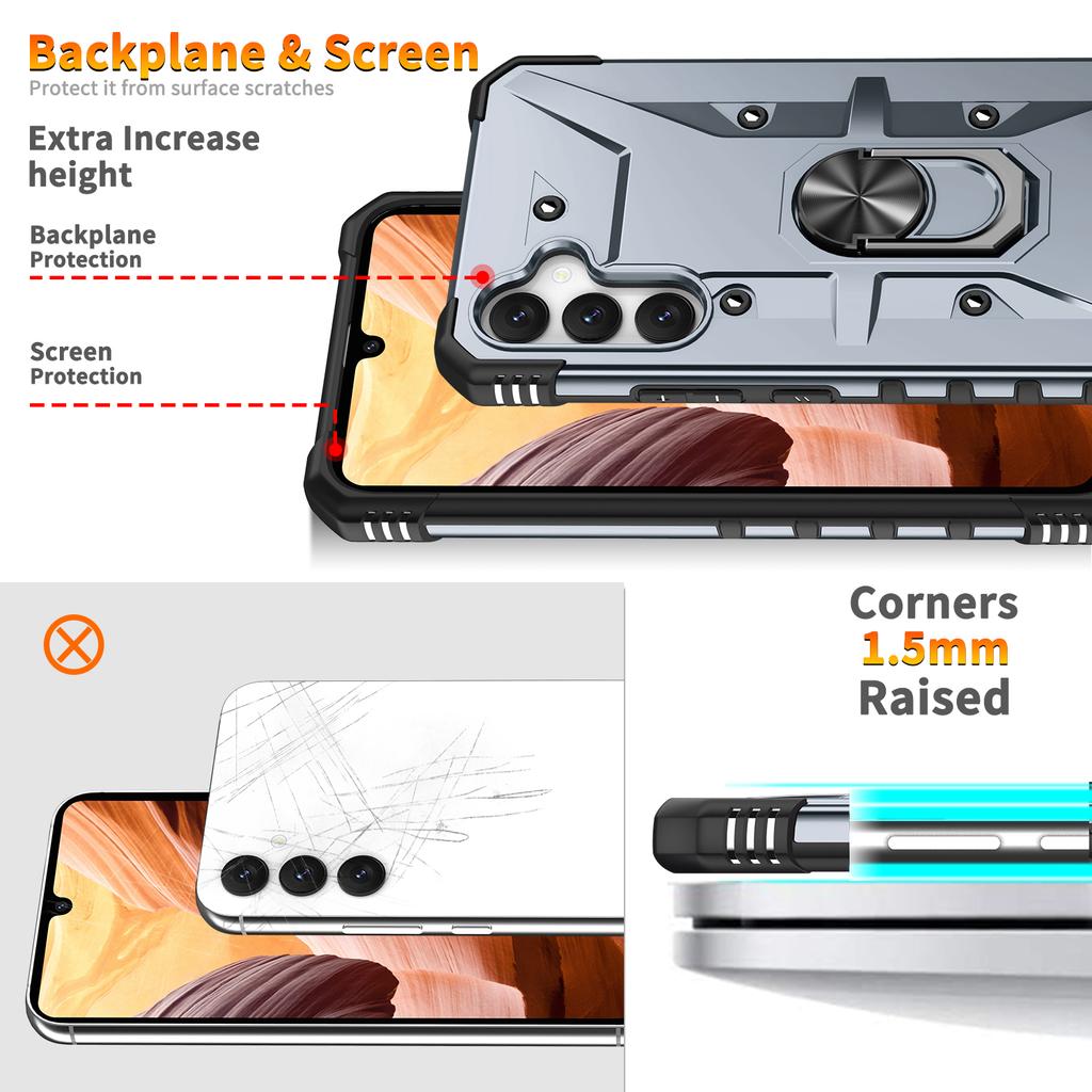 For Samsung Galaxy S24 Case PC+ TPU Ring Kickstand Magnetic Car Mount Phone Cover