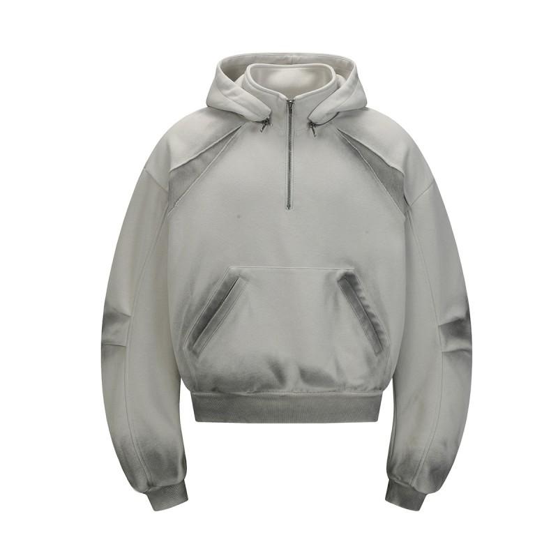 Mens 2026 American Streetwear Distressed Washed Hoodie Casual Loose Fit Sweatshirt Teens