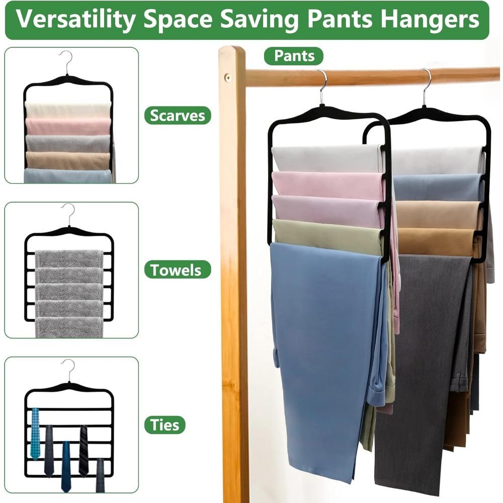Closet Organizers and Storage,5 Pack Organization and Storage Pants-Hangers-Space-Saving,Velvet Hanger for Dorm Room for College Students