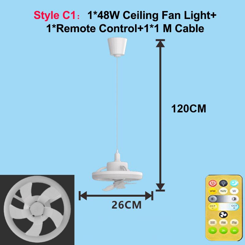 48/60W LED Ceiling Fan Light Remote Control E27 Lamp with 360 ° Rotation Cooling Electric Fan 85-265V Chandelier for Room Decor