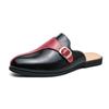 Cross46 Men's Large Summer Closed-Toe Leather Slip-Ons: Fashionable Retro Color Block Outdoor Shoes