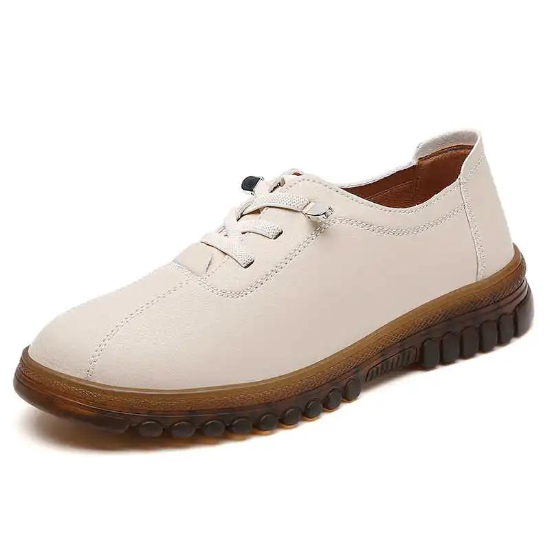 Fashion Natural Leather Elastic Band 38 Size Sneakers Vulcanize Women's Moccasin Brand Women Shoes Sports Tenya Loffers Hand Made