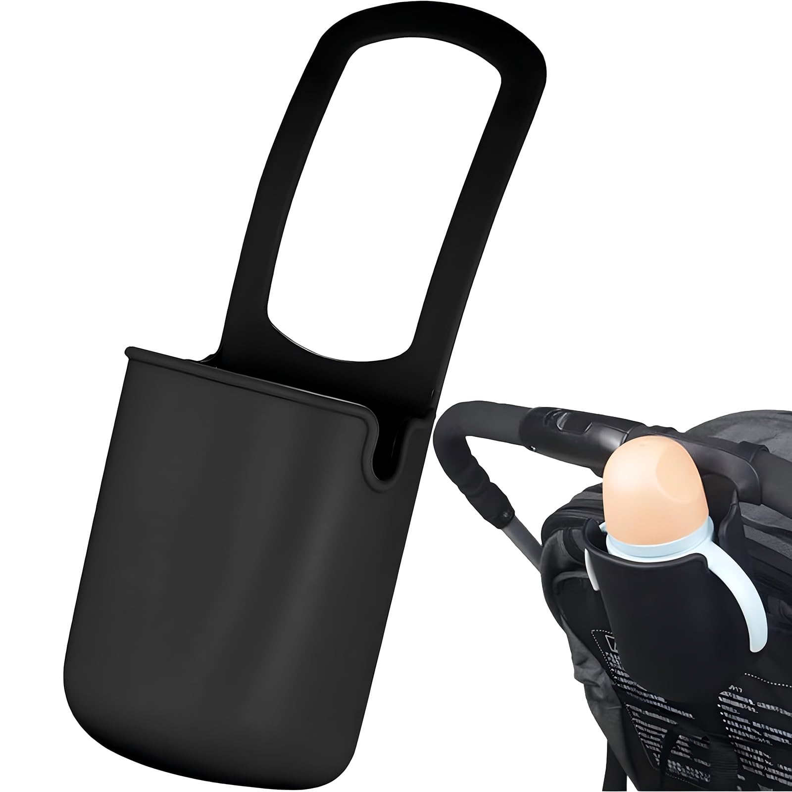 

MINGYI TECH держатель для коляски, силиконовый держатель для стакана, держатель для бутылочки, простой для детской бутылочки, велосипеда, автомобиля, детской коляски, подходит для держателя на открытом воздухе чёрный