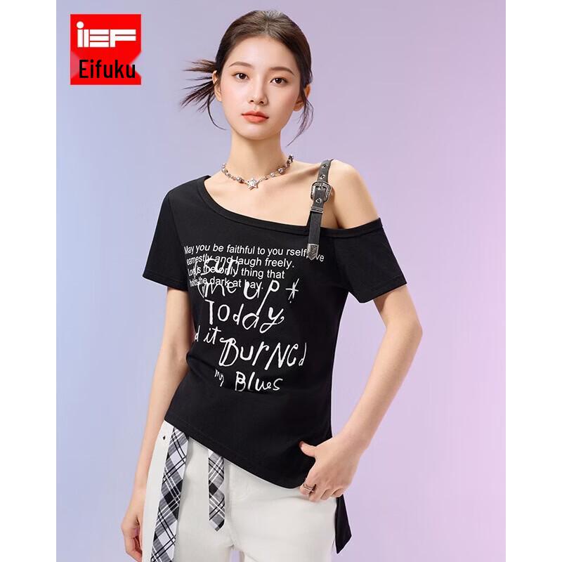 IEF Women s Sweet Cool Off-Shoulder Irregular Design Top S